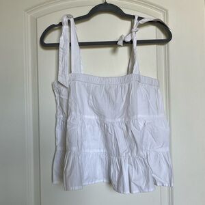 American Eagle White Ruffle Top